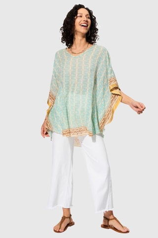 Blouse - Turquoise et écru