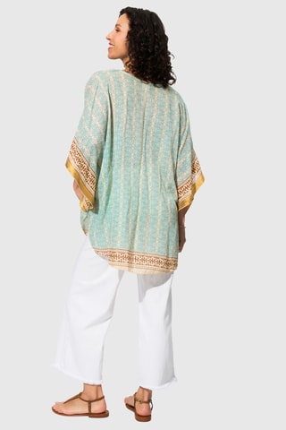 Blouse - Turquoise et écru