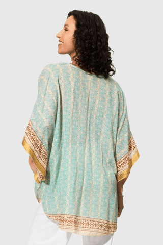 Blouse - Turquoise et écru