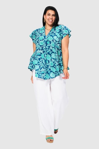 Blouse - Bleu pétrole et turquoise