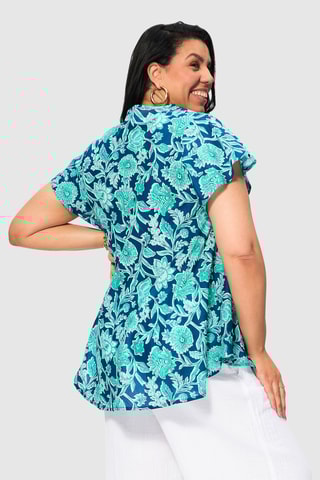 Blouse - Bleu pétrole et turquoise