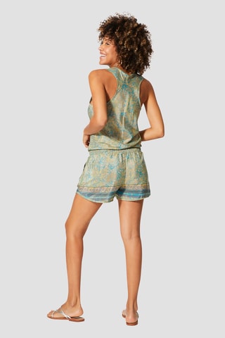 Combishort - 
Beige et turquoise