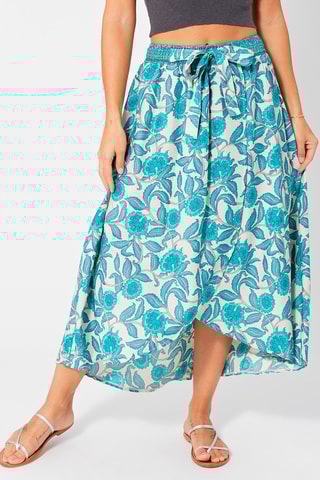 Jupe portefeuille - Blanc et turquoise