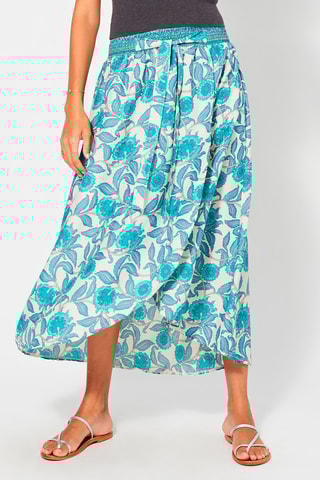 Jupe portefeuille - Blanc et turquoise