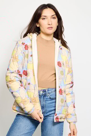 Veste réversible à capuche Kara Bohemian - Blanc et bleu clair