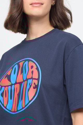 T-shirt en coton biologique Adela Funday - Bleu marine et bleu cobalt