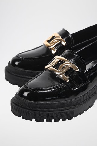 Platform gelakte mocassins - Zwart