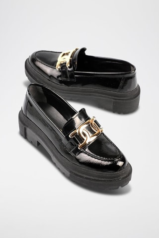 Platform gelakte mocassins - Zwart