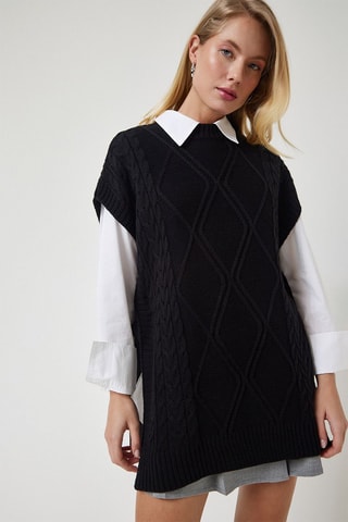 Oversized Mouwloze Trui - Zwart