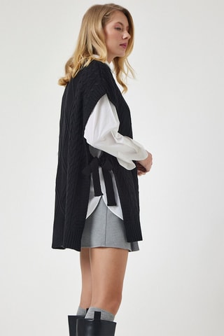 Oversized Mouwloze Trui - Zwart