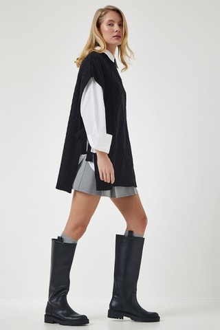 Oversized Mouwloze Trui - Zwart