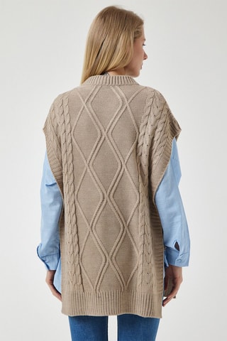 Oversized Mouwloze Trui - Beige
