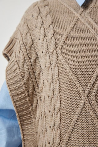 Oversized Mouwloze Trui - Beige