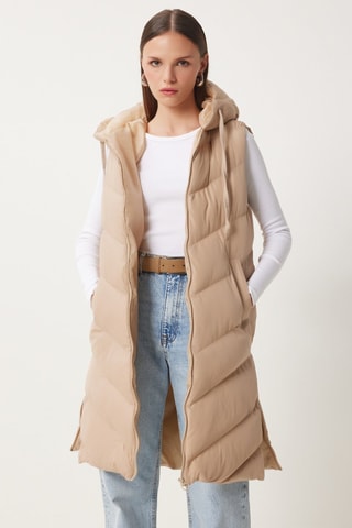 Lange Bodywarmer - Beige