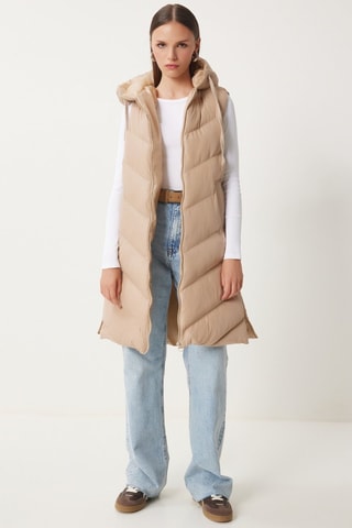 Lange Bodywarmer - Beige