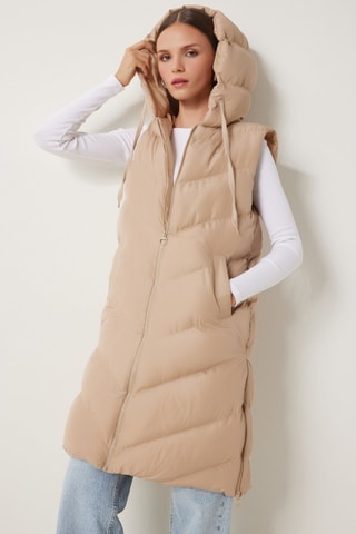 Lange Bodywarmer - Beige