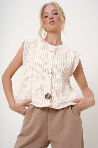 Mouwloos Vest - Ecru