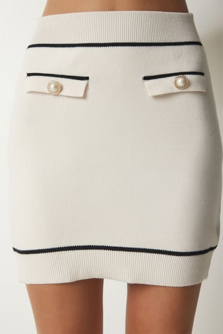 Vest en Rechte Wollen Rok - Wit