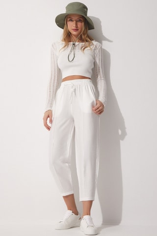 Linnen Broek Relaxed Fit - Wit