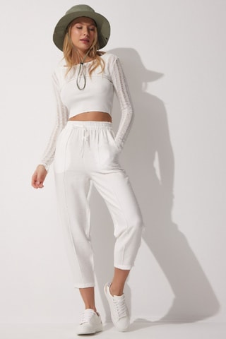 Linnen Broek Relaxed Fit - Wit