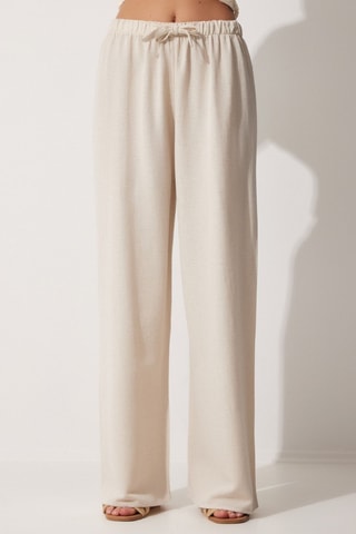 Linnen Broek Wide Legs - Crèmekleurig
