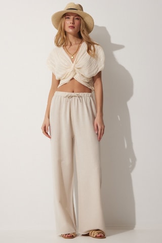 Linnen Broek Wide Legs - Crèmekleurig