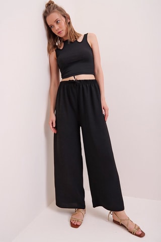 Casual Broek Hoge Taille - Zwart