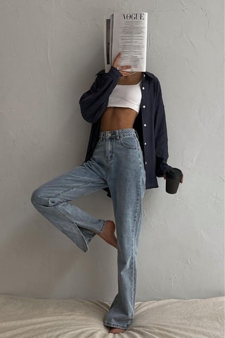 Jeans Flare Hoge Taille - Blauw