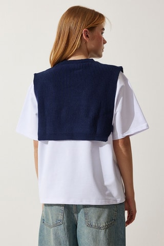 Top trompe-l’œil - Bleu marine