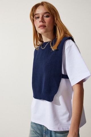 Top trompe-l’œil - Bleu marine