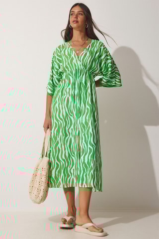 Midi-jurk - Lichtgroen en Wit