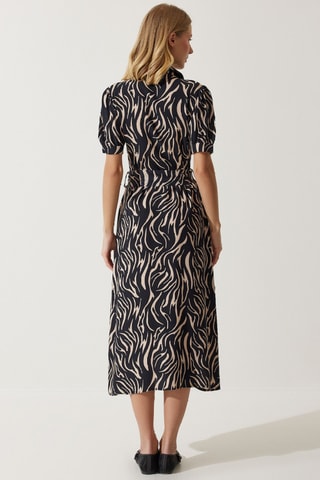 Blouse-jurk - Zwart en Beige