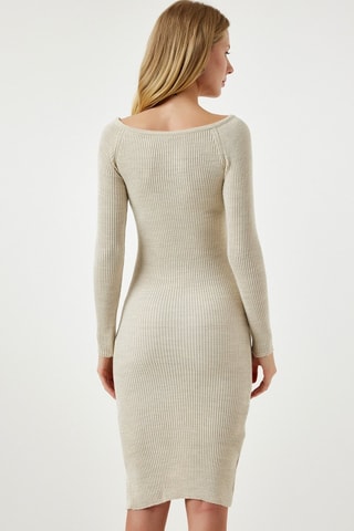 Nauwaansluitende Jurk - Beige