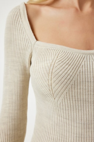 Nauwaansluitende Jurk - Beige