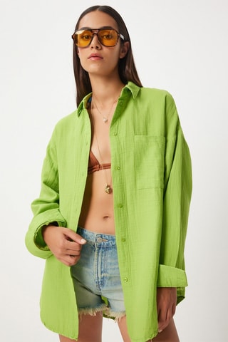 Oversized Overhemd - Olijfgroen