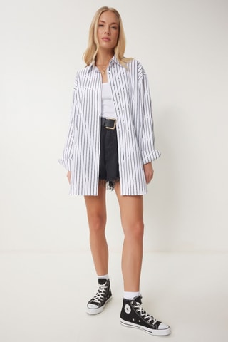 Oversized Overhemd - Wit en Zwart