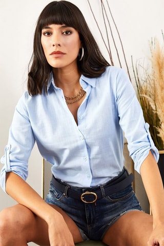 Linnen Blouse - Indigoblauw