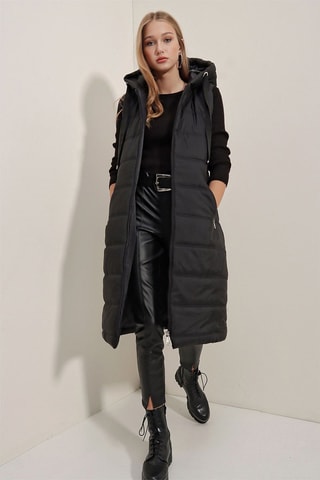 Lange Bodywarmer - Zwart