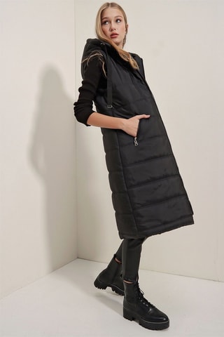 Lange Bodywarmer - Zwart