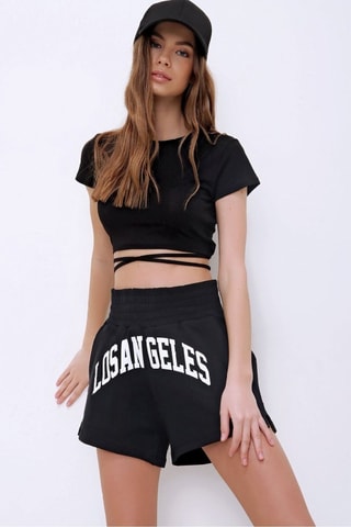 Cropped T-shirt - Zwart