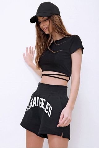 Cropped T-shirt - Zwart