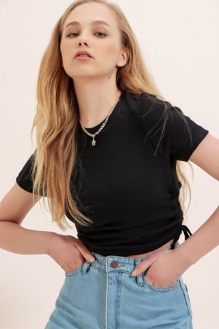 Cropped T-shirt - Zwart