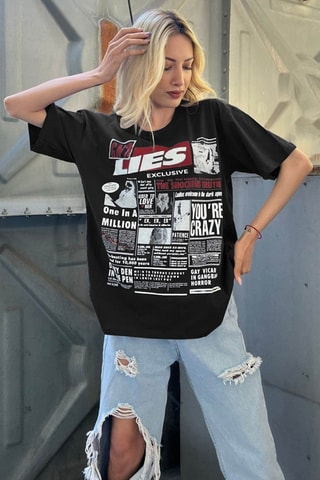 T-shirt Oversized Guns N'Roses - Zwart