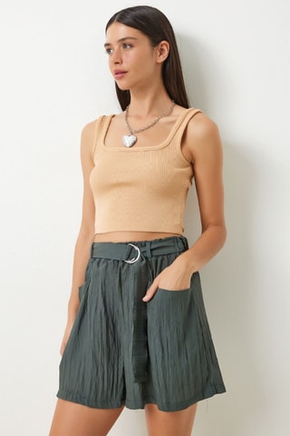 Short Hoge Taille - Kaki
