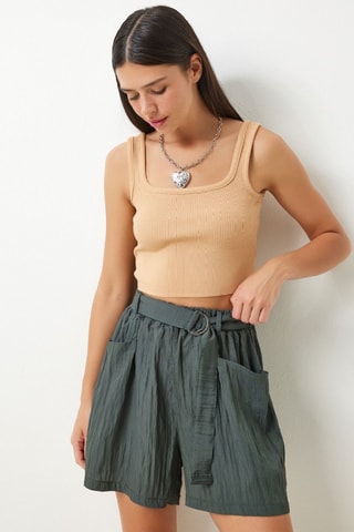 Short Hoge Taille - Kaki