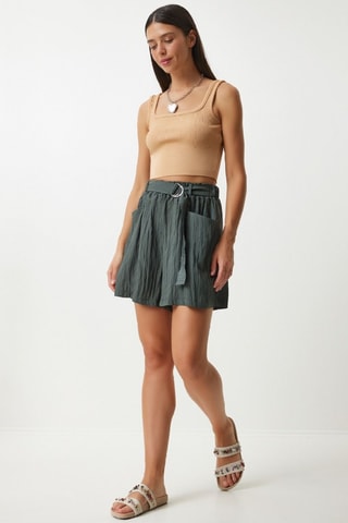 Short Hoge Taille - Kaki