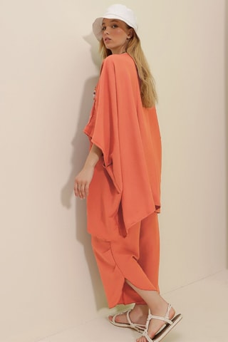 Kimono en Broek Hoge Taille - Oranje