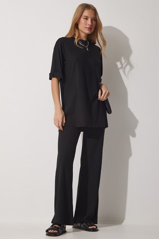 T-shirt en Broek Wide Legs Zwart