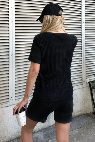 T-shirt en Short Hoge Taille - Zwart