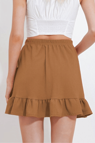 Rok met ruches - Bruin
